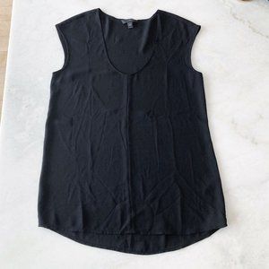 J Crew black cap sleeve shirt tail tank / shirt / top, relaxed fit